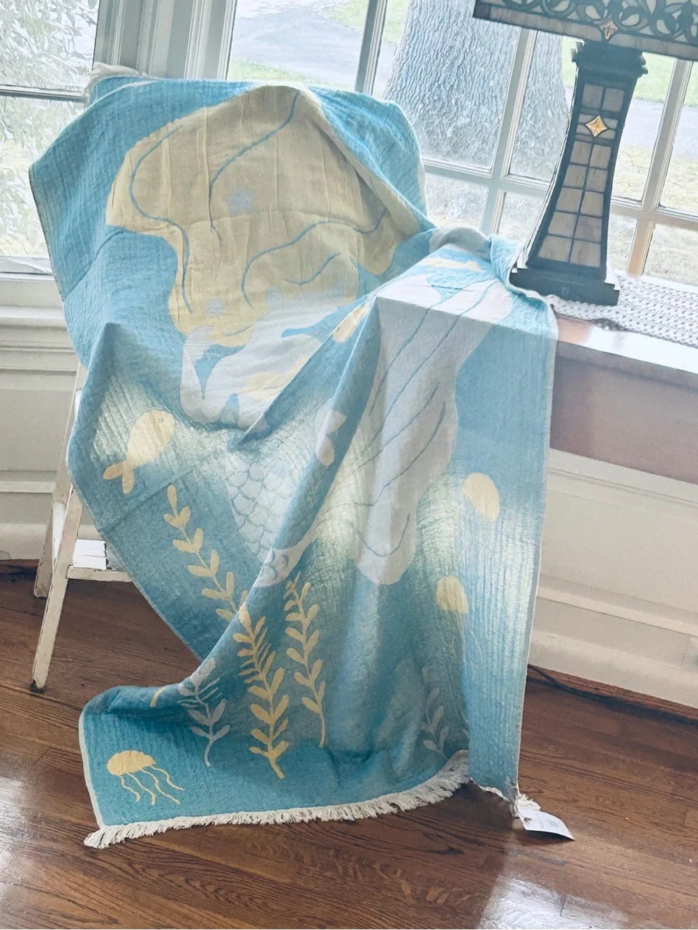 Mermaid Beach Towel New With Tags Woven Never Printed Hand Loom Weave Aquamarine